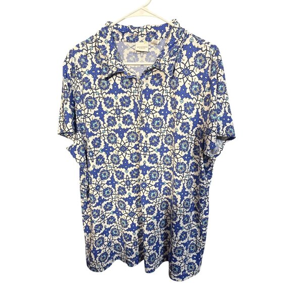 Weekends By Chicos Womens Button-Front Floral Shirt Size XL Multicolor - Picture 1 of 4